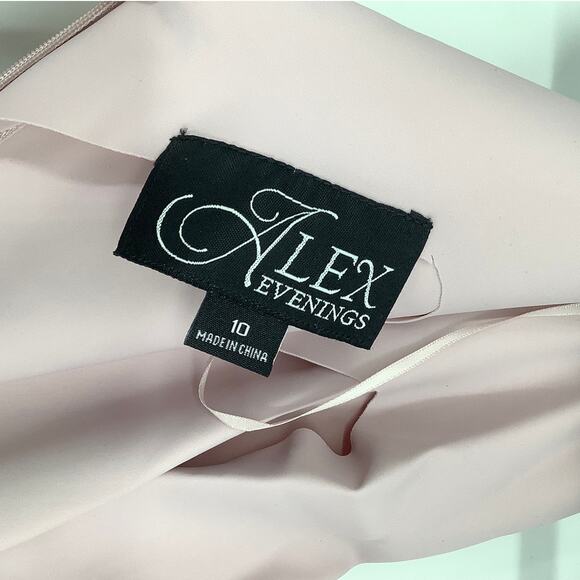 Alex Evenings Womens 10 Blush Cocktail Dress V Neck Ruched Embellished OS15-7 - Picture 5 of 10